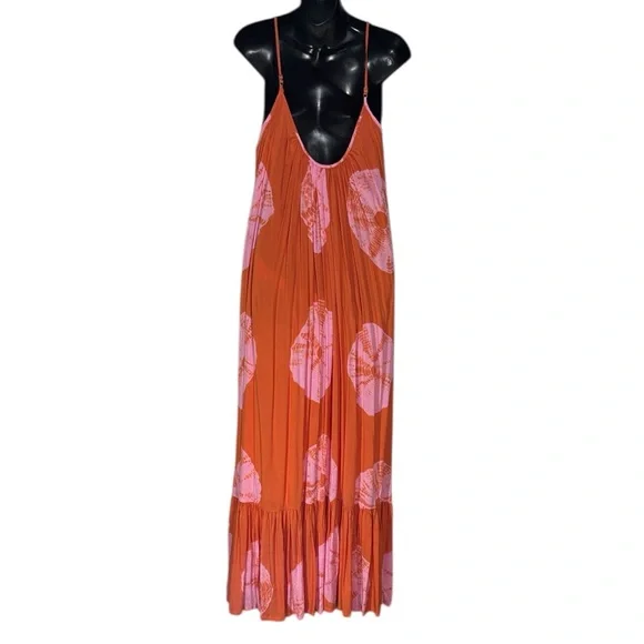 Norblack norwhite women’s medium tie dye maxi dress ruffle hem Resortwear - Picture 4 of 6